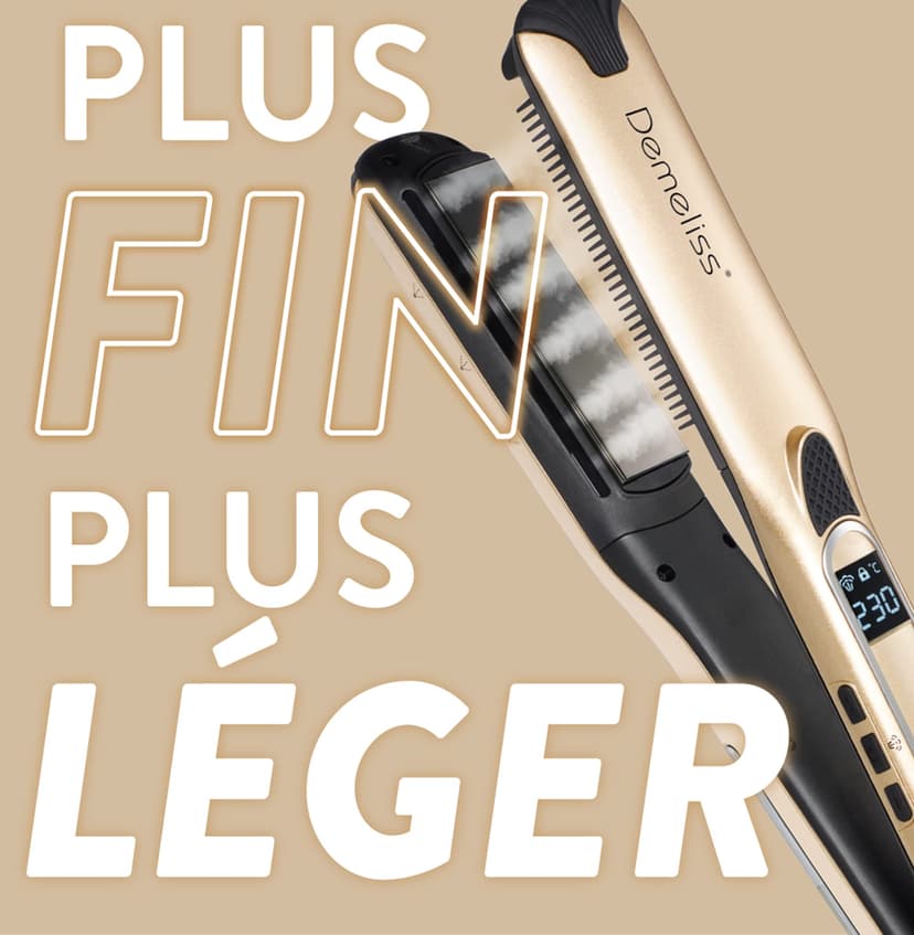 Demeliss Saint Algue Coffret Lisseur Vapeur Titanium V2.0 EXLUSIVE SET - Comprend un Tapis-Trousse 2 en 1 - Lissage Haute Performance, Hydratation Intense - Pour Tous Types Cheveux - 7
