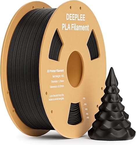 DEEPLEE PLA Filament 1.75mm, 1kg Spool Black. Accuracy ±0.2mm, Perfect Winding, No Jams. Compatible with FDM 3D Printers