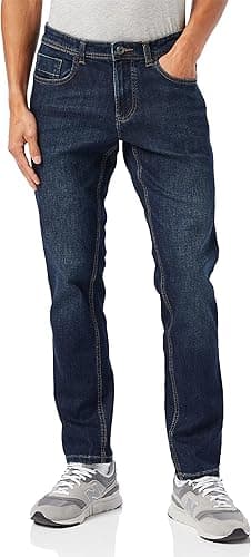 Camel Active 5-Pocket Houston Jean Droit, Bleu (Bleu Moye…