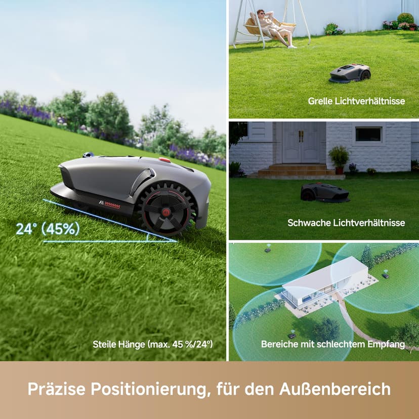 MOVA 1000 Robotic Lawnmower, UltraView Wireless Installation and Accurate Mapping up to 1000 m², smart Obstacle Avoidance, app Control, Improved Off-Road Wheels, U-Shaped Mowing, Fast Charging - 5