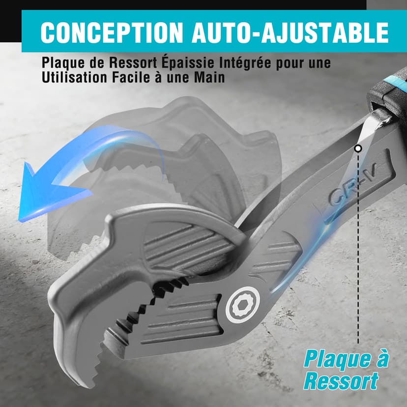 DURATECH Clés Réglables Serre-Ecrou 200 mm & 300 mm, Clé Multifonction en Acier CR-V, Kit de Clés Universelles pour Tuyaux, Écrous et Réparations - 3