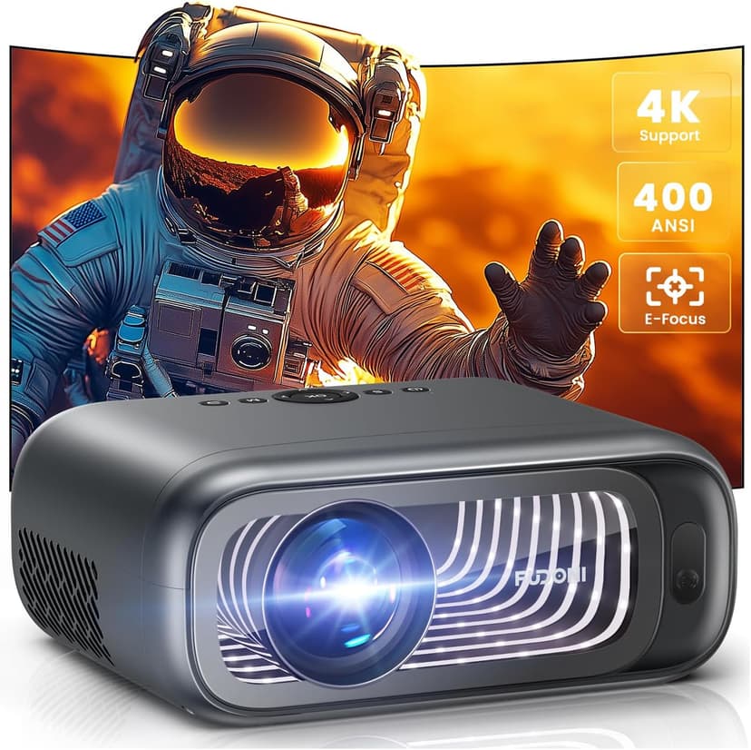 Proiettore FUDONI con WiFi 6 e Bluetooth dual-way, 650ANSI nativo 1080P 4K, supporto per video esterni con schermo massimo 300 pollici, per iOS/Android/TV Stick/HDMI/USB/laptop - 1