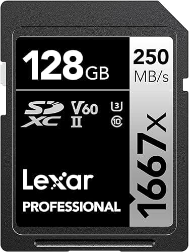 Lexar Professional 1667x 128GB SDXC UHS-II Card, Up To 250MB/s Read, for Professional Photographer, Videographer, Enthusiast (LSD128CBNA1667)
