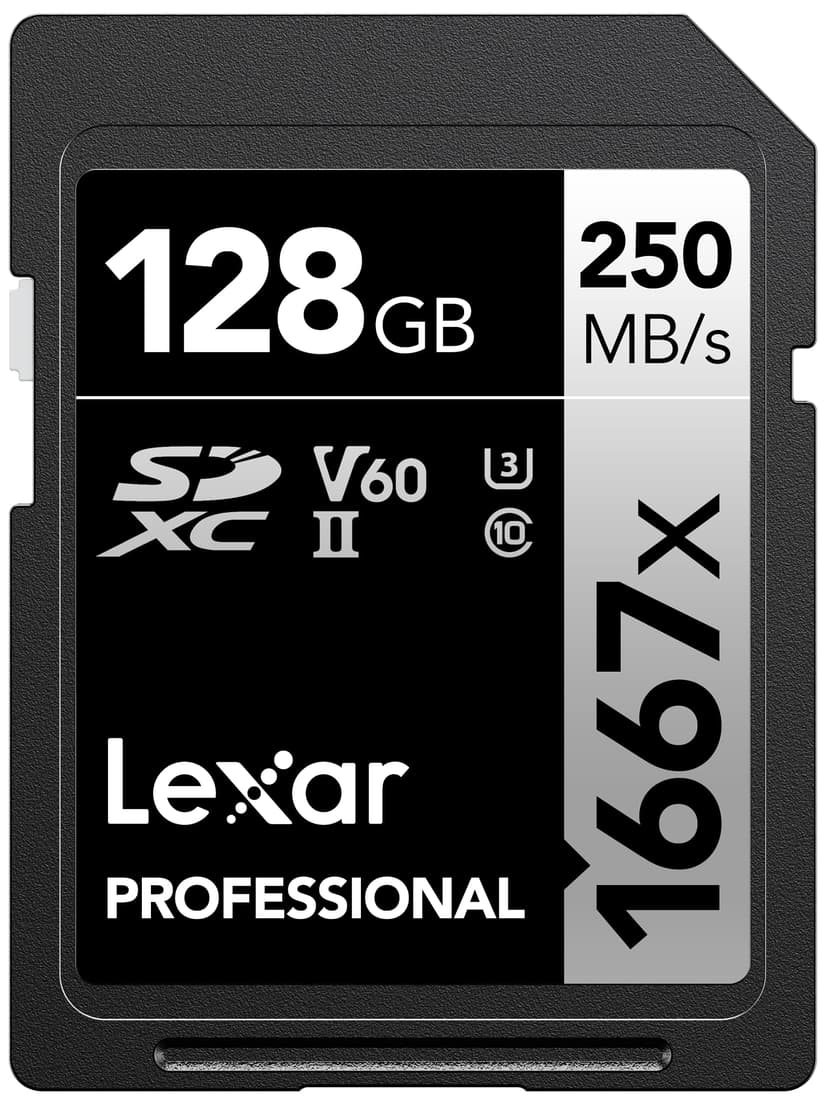 Lexar Professional 1667x 128GB SDXC UHS-II Card, Up To 250MB/s Read, for Professional Photographer, Videographer, Enthusiast (LSD128CBNA1667) - 1