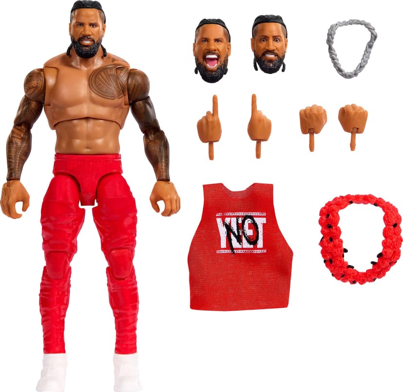 Mattel WWE Ultimate Edition Ensemble de Figurines et Accessoires Jimmy USO 15,2 cm à Collectionner, têtes et Mains interchangeables, 30 Points d'articulation - 1