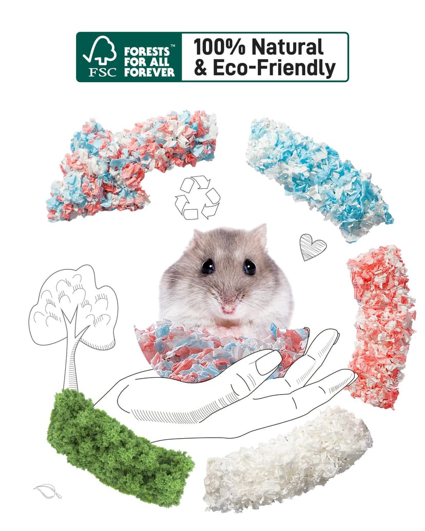 BUCATSTATE Litières pour Hamsters 70L, Super Absorbante & 99,9% sans Petit Animal Papier Poussière pour Souris, Rats, Rongeurs, Cochon d'Inde, Chinchilla - 6