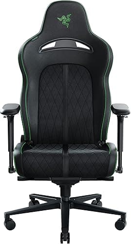 Razer Enki Pro - Chaise de jeu avec cuir durable pour un confort d'assise tout au long de la journée (arc lombaire intégré, inclinaison de l'assise réactive, dossier rembourré double densité) Vert