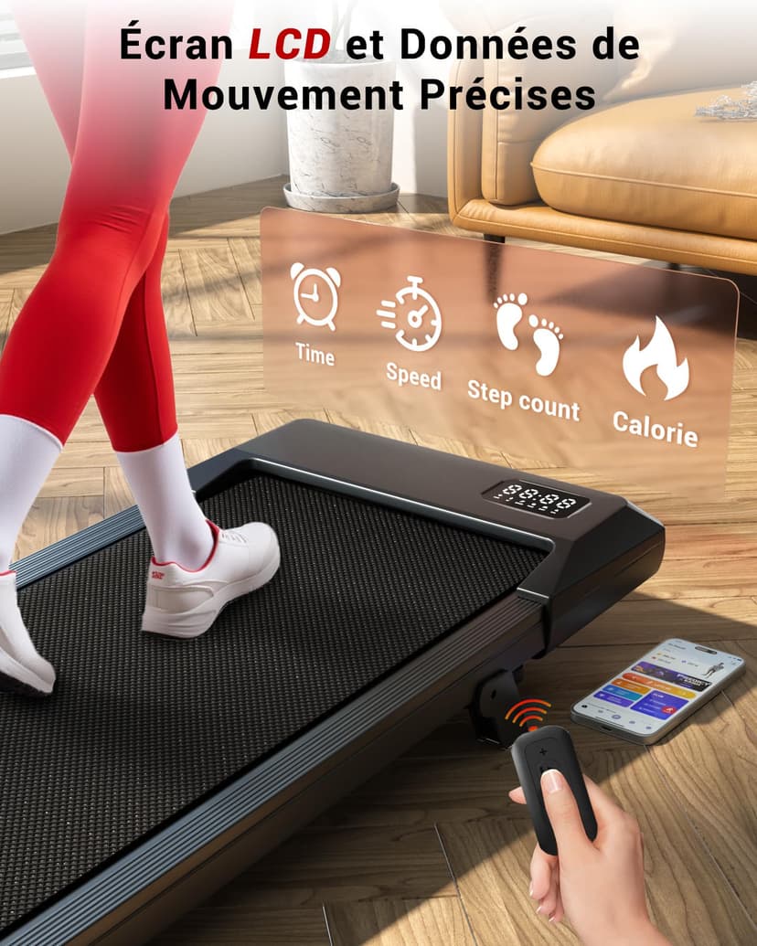 Superun Raceable Treadmill 2.5HP App Control Treadmill Under Desk MAX 136kg Portable Walking and Running Machine at Home and Office with Cruso Exercises and Multi-Player Race - 8