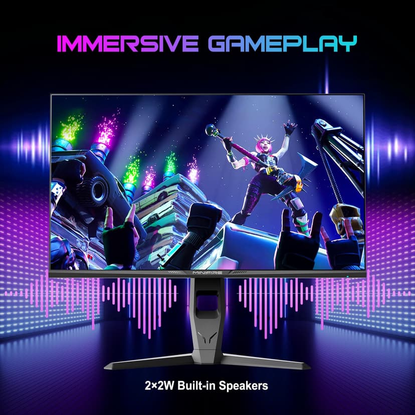 Minifire 27 inch WQHD 240Hz Gaming Monitor 1440P-1ms AMD FreeSync 丨DCI-P3 98% 丨Fast IPS丨Loudspeaker丨HDR10 丨2×DP1.4丨2×HDMI丨Height adjustable vertical/horizontal rotatable Gaming PC Monitor - 4