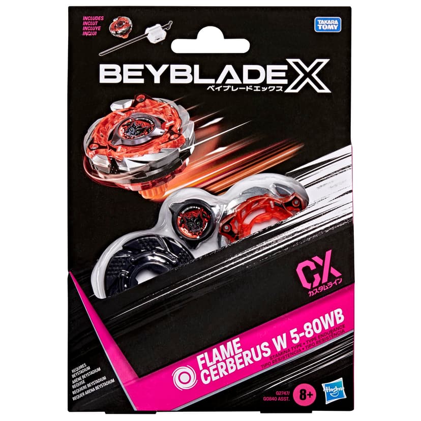 Beyblade X Starter Pack Flame Cerberus W 5-80WB CX, toupie Takara Tomy de Type Endurance avec Lanceur, toupies de compétition, dès 8 Ans - 3