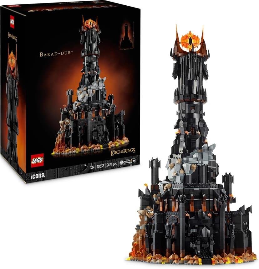 LEGO Icons The Lord of the Rings: Barad-dûr Model, Movie Memorabilia Building Set for Adults, Gift Idea for Men & Women, Includes Sauron, Gothmog, Orc, Frodo, Sam and Gollum Minifigures 10333 - 1