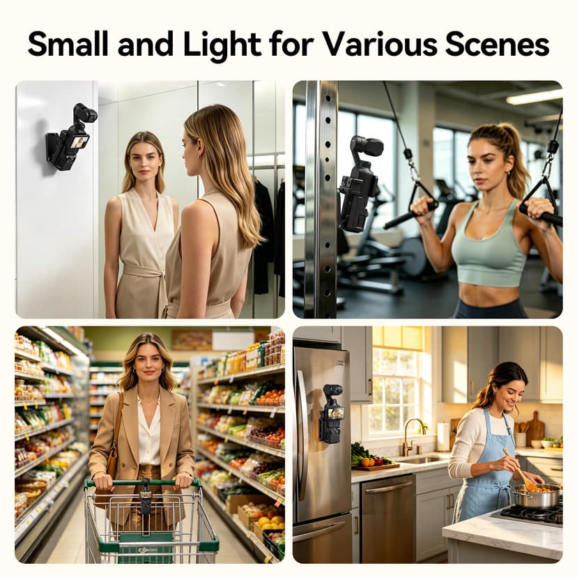 AMAZEAR Support magnétique pour DJI Osmo Pocket 4/3, Accessoire Pocket4/3, Adaptateur d'extension magnétique, Support de boîtier à succion Aimant sur Bureau, Surface Verticale, Ajustable à 180° - 7