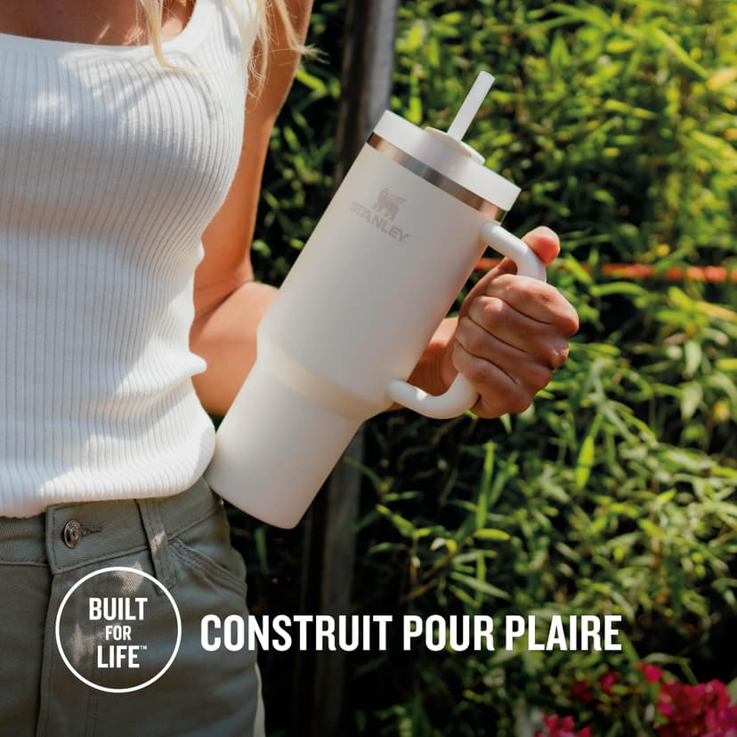 STANLEY Quencher H2.0 FlowState Mug Isotherme avec Paille 1.2L - Froid Pendant 11 Heures - Glacé Pendant 48 Heures - Thermos Lavable au Lave-Vaisselle - Gourde Inox Sans BPA - Cream Tonal - 9