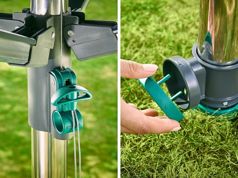 Leifheit LinoProtect 400 DL; 40m Rotary clothes line with integrated waterproof cover to keep laundry dry - even when it rains; 2.94m turning diameter, Easy pull-open, Non-rust, lightweight aluminium - 5