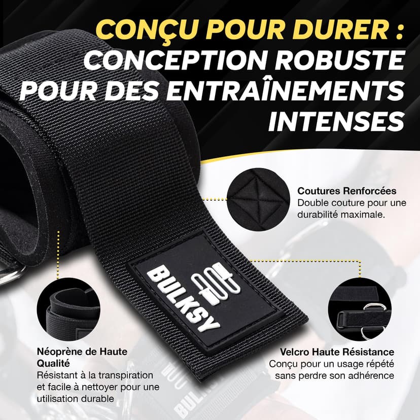 Sangle Poignet Musculation Poulie - Poignée Musculation - Bande Poignet Musculation - Sangle Poignet Musculation - Cuff Musculation - Machine à poulie - Accessoires poulie fitness - Guide Interactif - 6
