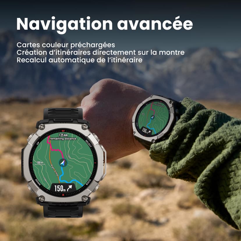 Amazfit T-Rex Ultra 2 Dual-Band GPS Outdoor Smart Watch, 51mm Ti Body, 1.5" Sapphire AMOLED Display, Flashlight, 30 Days of Battery, Offline Maps, 10 ATM, 180+ Sports Mode for Android & iPhone, Black - 3