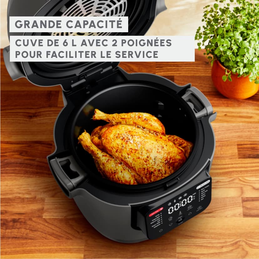 Moulinex Multicook & Fry, multicooker and integrated air fryer, 12 programs, Cooking on 2 levels, Delayed start, Capacity 6L, Grey Hippo, MZ730BF0 - 5