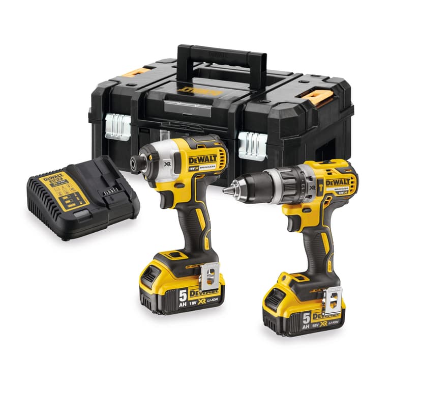 DEWALT DCD796 Drill Bit Set + Impact Screwdriver DCF887 + 2 Batteries 5 Ah + Charger DCB115 + Case Tstak DCK266P2T-QW - 1