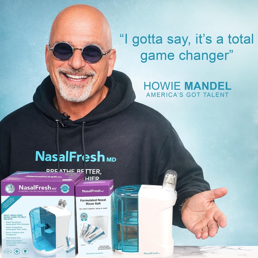 NASALFRESH MD Premium Bundle – Dual Powered Nasal Irrigation System – Sinus Decongestant Relief System – 60 Saline Packets, Case, 2 Sets of Nose Pillows – Snoring Remedy - 5