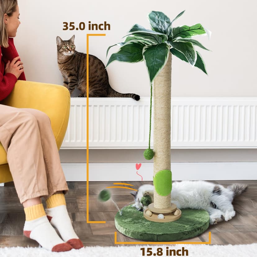 Fantasreen Scratching Post 84cm Cat Scratcher, Tall Scratching Posts for Indoor Cats with Toy and Interactive Ball Self Groomer for Kittens Adults Cats - 6