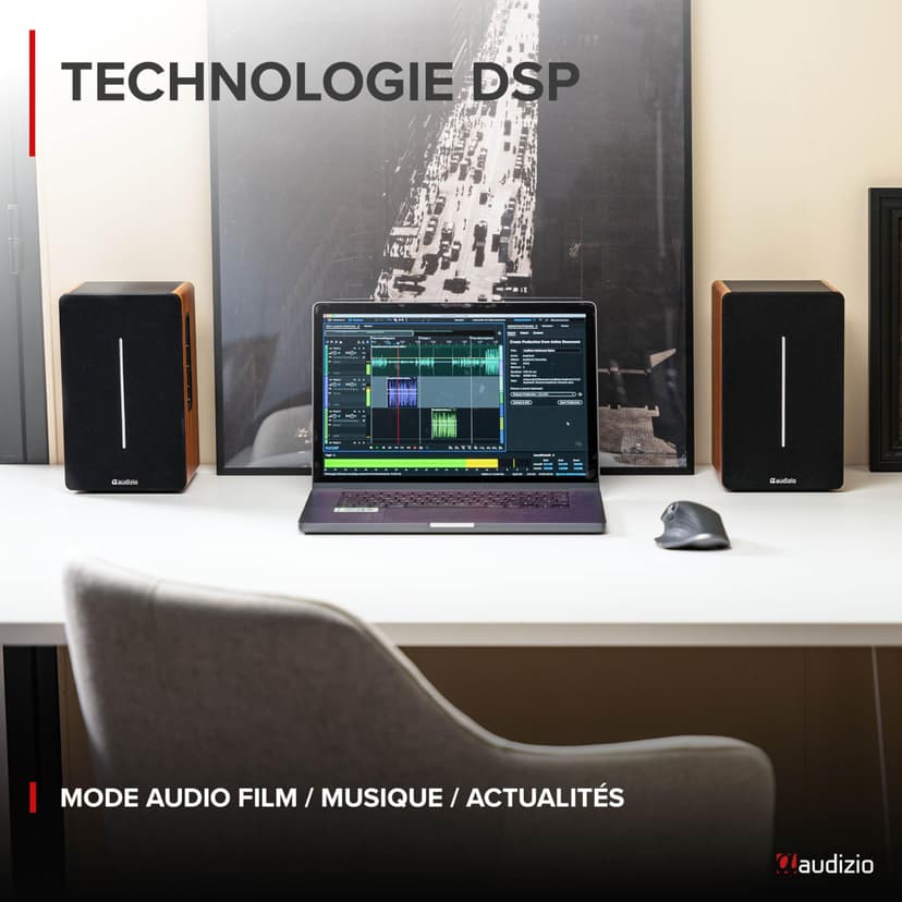 Audizio KS01B - Paire d’Enceintes HiFi Bibliothèque 120 W Finition Bois | BT sans Fil, Entrées RCA/Optique, Design Élégant, Son Clair et Puissant - 7