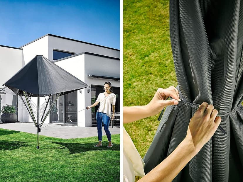 Leifheit LinoProtect 400 DL; 40m Rotary clothes line with integrated waterproof cover to keep laundry dry - even when it rains; 2.94m turning diameter, Easy pull-open, Non-rust, lightweight aluminium - 7