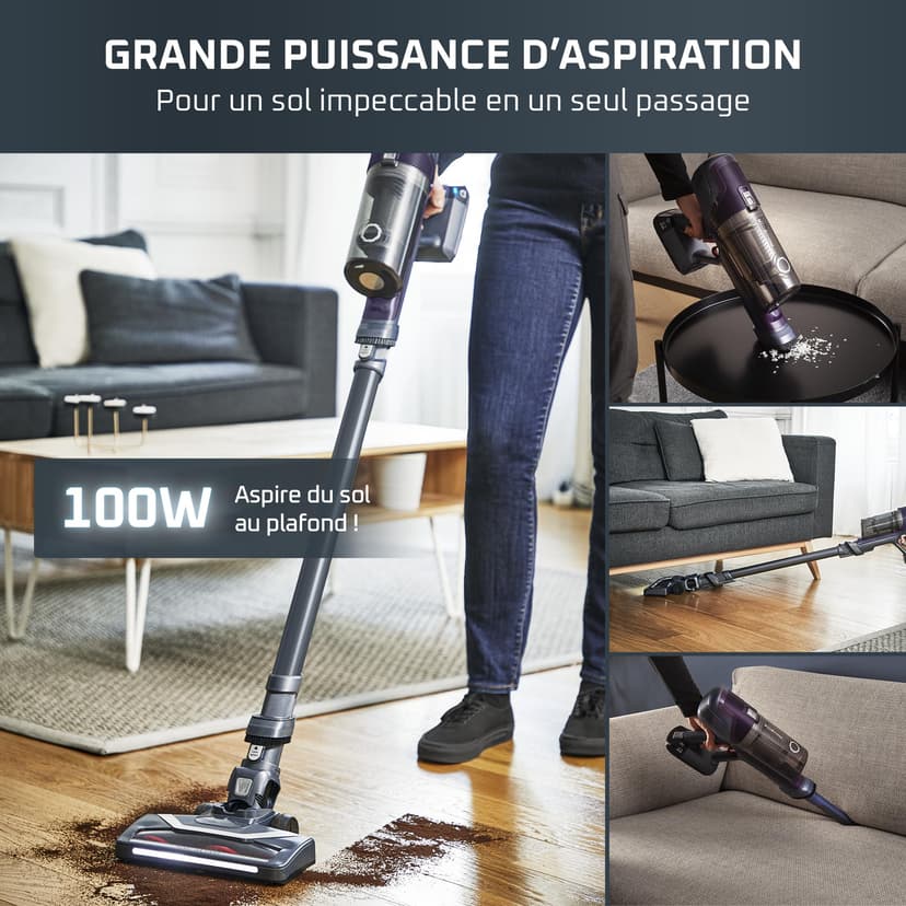 Rowenta X-PERT 6.60 Essential, Cordless Upright Vacuum Cleaner, Multifunctional, 2 Speed, 45 Minutes Battery Life, Removable Battery, Effective on All Floor Types, Purple, RH6838WO - 6