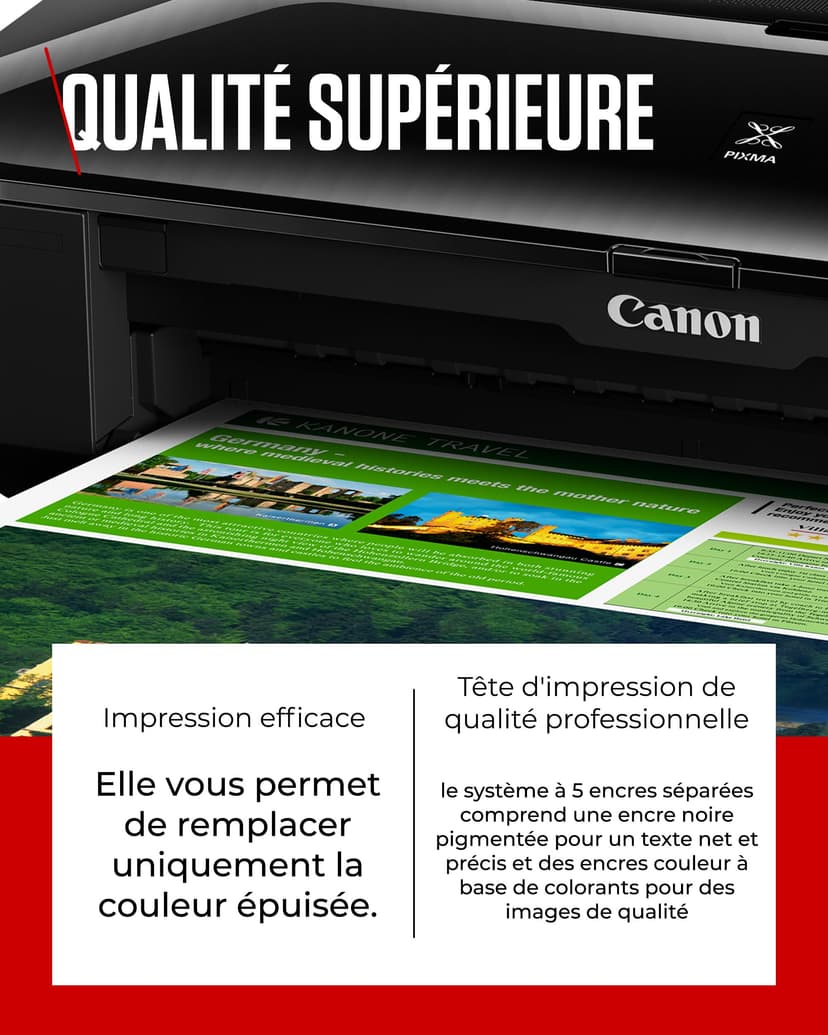 Canon PIXMA iX6850 Imprimante WiFi (Noire) 5 Encres - Imprimante Multifonction de Bureau Hautement Performante - Impressions A3+ de Qualité Pro - Connectivité Wi-FI-Ethernet - Imprimante Jet d’Encre - 3