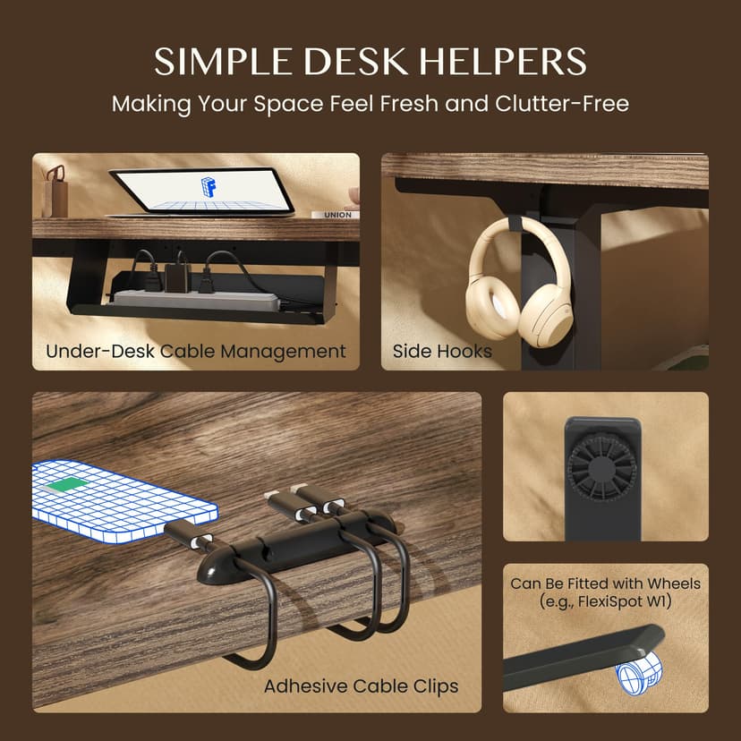 FLEXISPOT Bureau Debout 140x80x(73-123) cm réglable en Hauteur électrique, Panneau de Commande à Fonctions mémoire, Bureau à télétravail (Cadre Noir + Plateau en érable) - 7