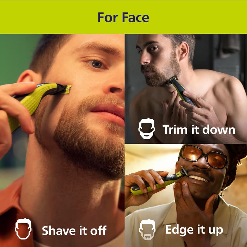 Philips OneBlade Hybrid 360 Blade Technology Electric Shaver for Face & Body, Beard Trimmer/Groomer with 3 x 360 Blade, 3 x Stubble Comb (1,3,5mm) & 1x Body Kit, Model QP2824/31 - 2