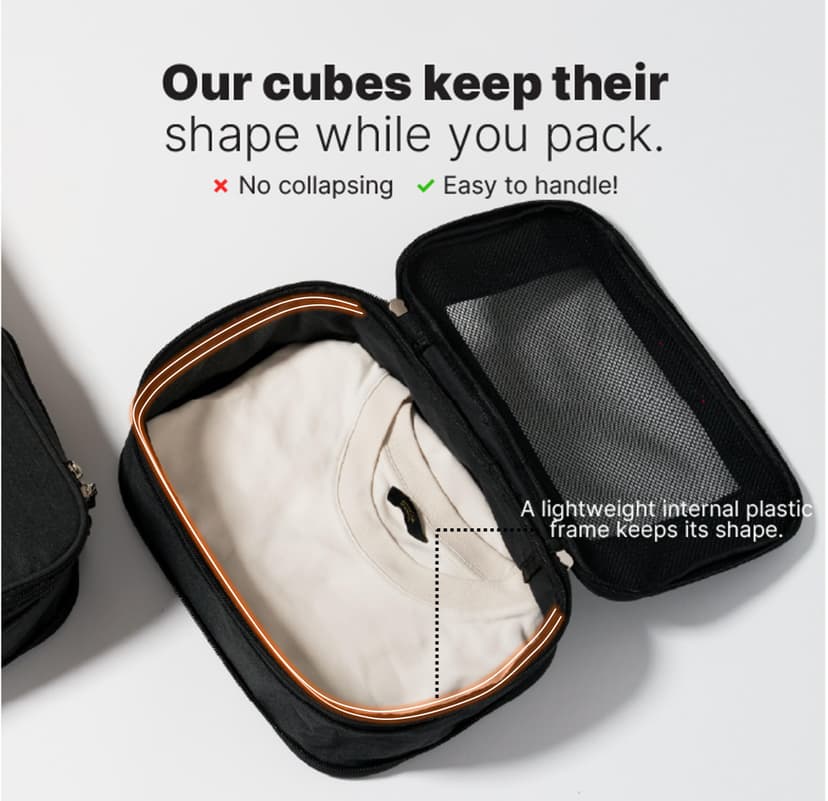 LeanTravel Compression Packing Cubes Luggage Organizers (3) Set (Black) - 3