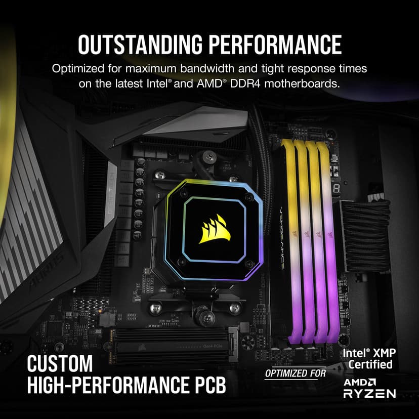 Corsair VENGEANCE RGB RS DDR4 RAM 32GB (2x16GB) Up to 3200MHz CL16 Intel XMP 2.0 AMD Ryzen iCUE Compatible Computer Memory - Black (CMG32GX4M2E3200C16) - 4