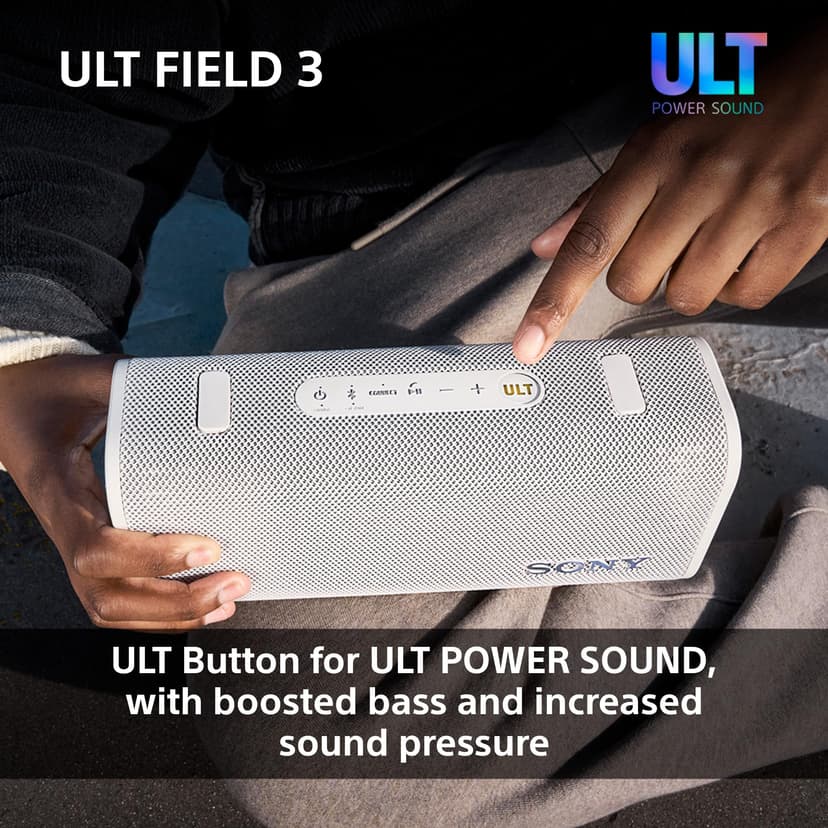 Sony ULT FIELD 3 - Portable Bluetooth Speaker with ULT POWER SOUND, 24hr Battery, IP67, Waterproof, Dustproof, Shockproof, Detachable Shoulder Strap, Compact - Off-White - 4