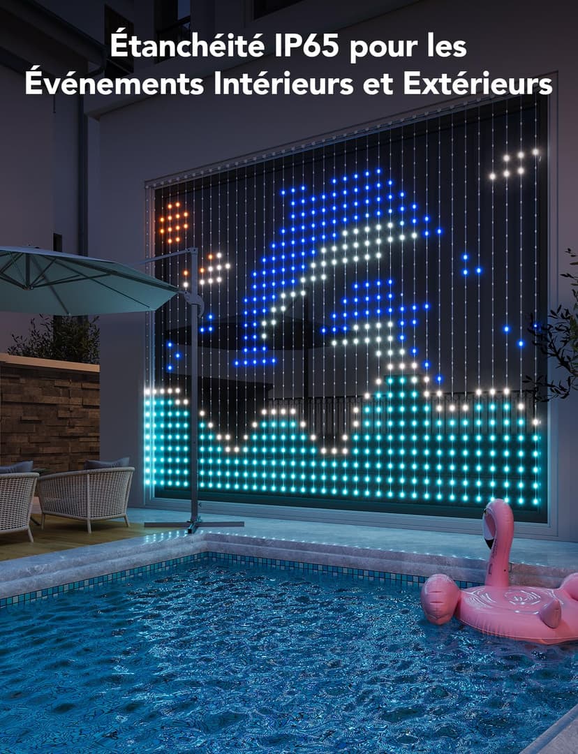 Govee Curtain Lights, 520 LED RGBIC Smart WiFi Curtain Lights for Outdoor, Dynamic Lights for DIY, Waterproof IP65, Christmas Decoration (1.5×2m) - 8