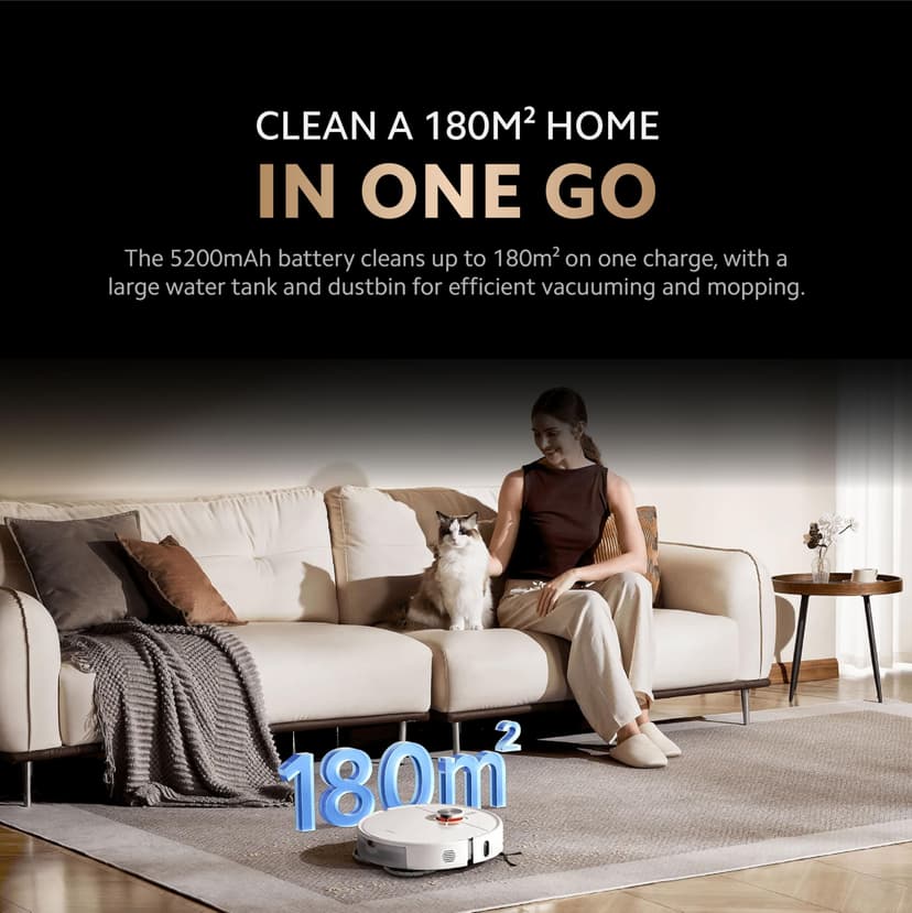 Xiaomi Robot Vacuum S40 Pro, Smart Robotic Vacuum and Mop, Auto-Extending Side Brushes, 15000Pa Suction, Hard Floor & Carpet, Remote Control via App - 6