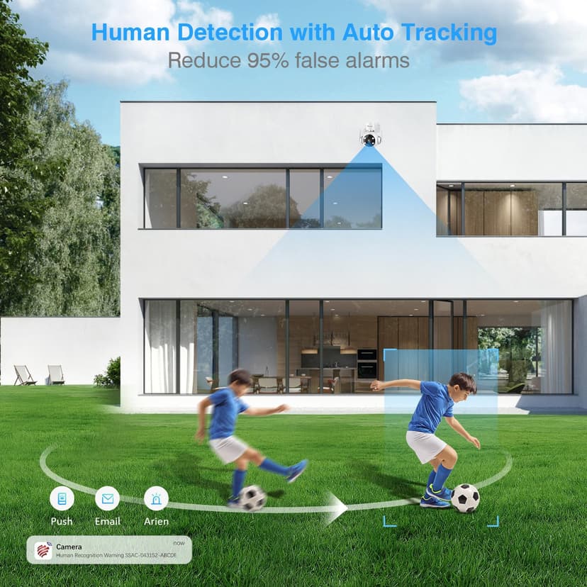 Ctronics 4PCS Outdoor WiFi Surveillance Camera Kit, IP Camera Home Surveillance with Auto Human Detection Tracking, 30M Colorful Night Vision, Two-Way Audio, 3 Mounting Methods - 6