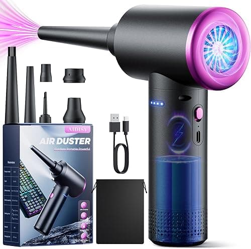 Compressed Air Blower - 100000 RPM Compressed Air Spray with 9000mAh Battery, 3 Speed Vacuum Cleaner Keypad Cleaning Kit with LED Light for PC Cleaning