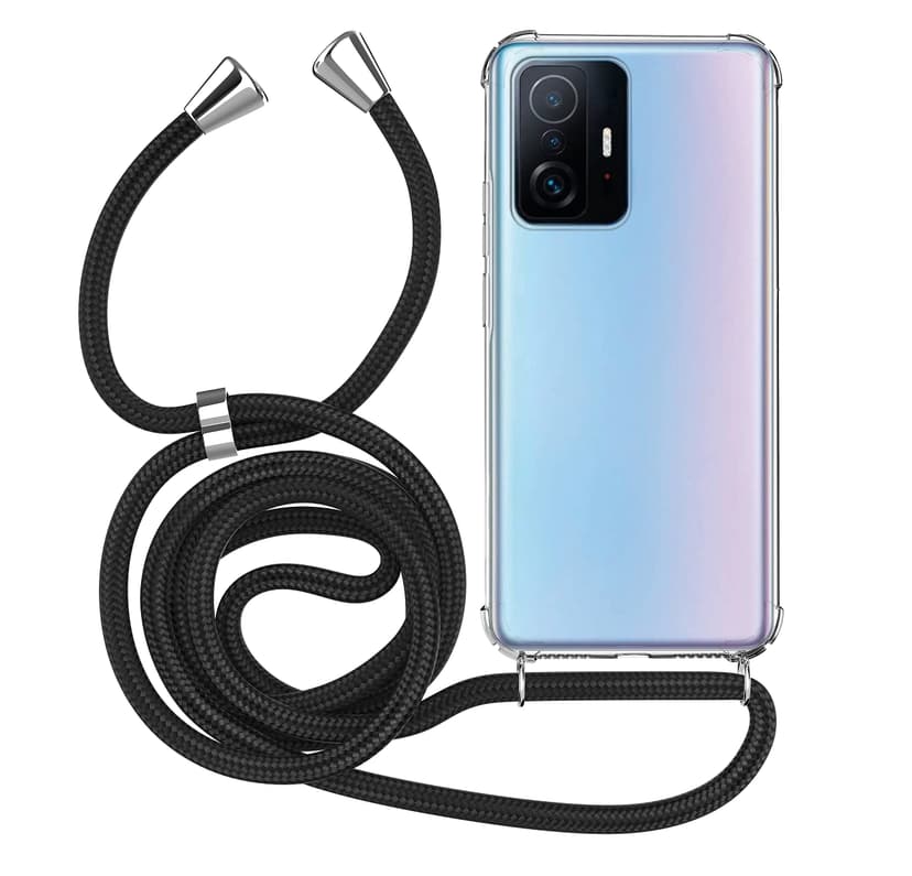 MyGadget Strap Case for Xiaomi 11t Pro | Xiaomi 11t - Crossbody Phone Cover - TPU Silicone Case with Neck Holder - Cord Lanyard Carrier with Rope in Black - 1
