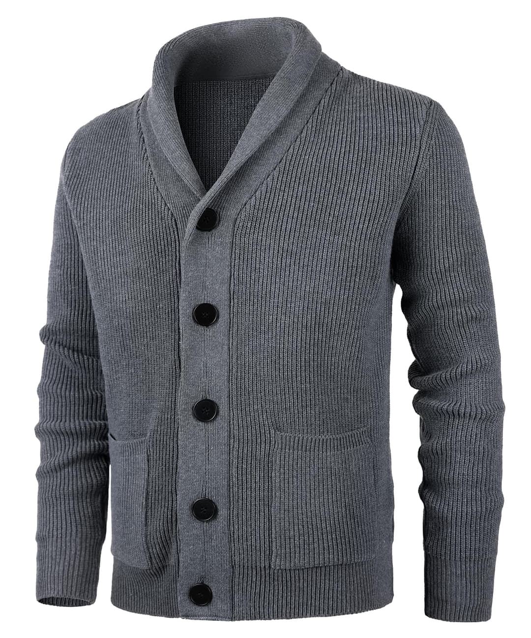 KTWOLEN Herren Strickjacke Cardigan Schalkragen Grobstric…
