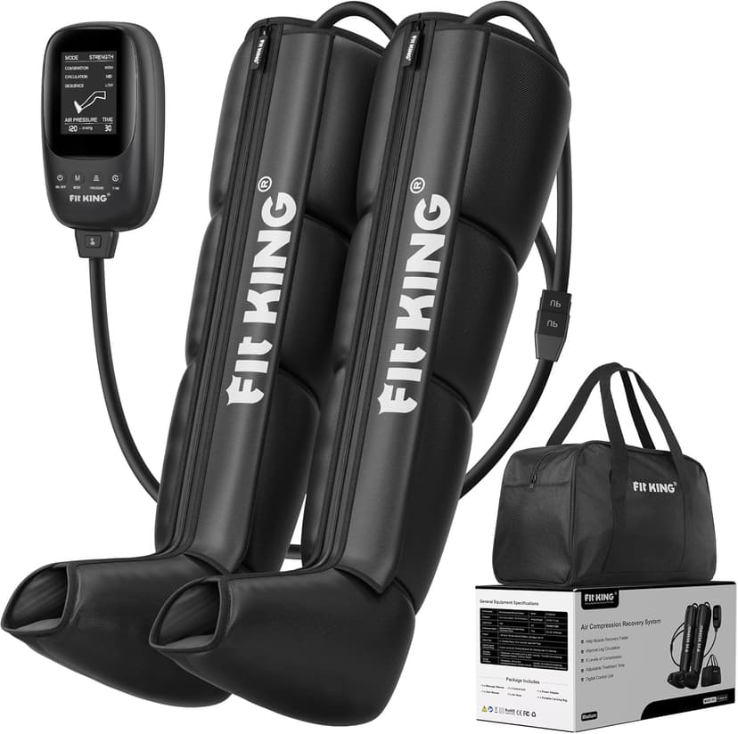 FIT KING Leg Massager, Recovery Boots Leg Massagers for Pain and Circulation Relaxing Foot Calf & Thigh Compression Massage Machine Enhance Sports Performance (Medium) - 1