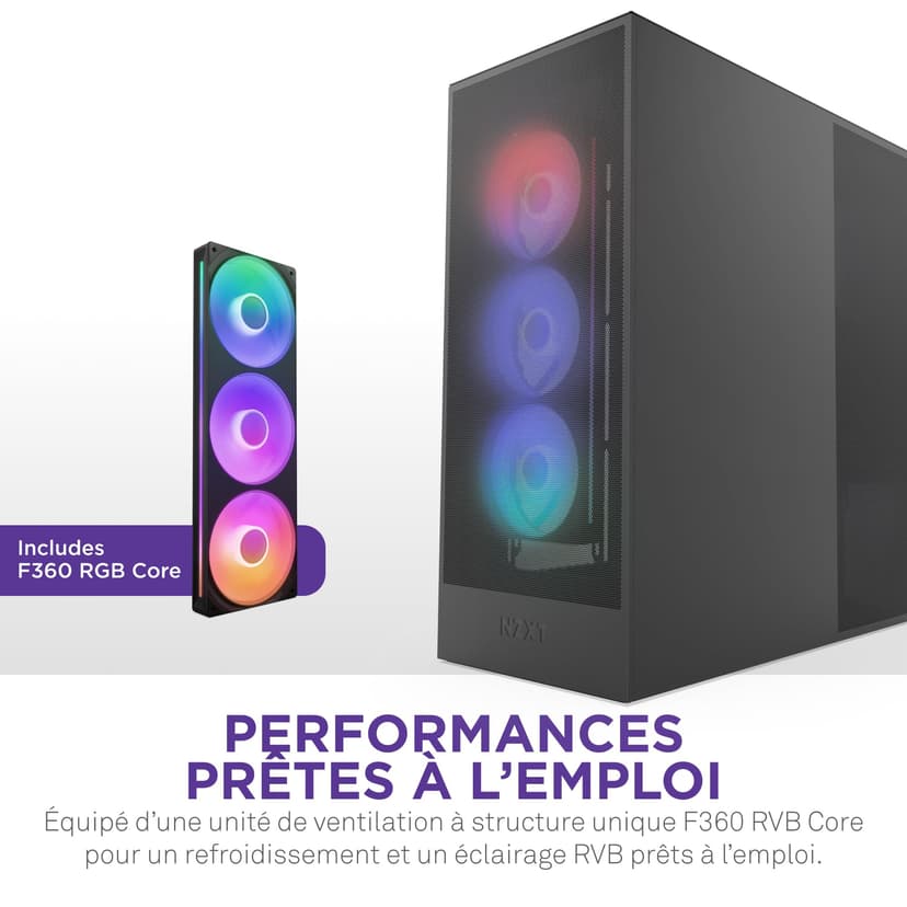 NZXT H7 Flow RGB | Mid-Tower ATX Airflow Case with RGB Fans | Supports Bottom Fans for Direct GPU Cooling | Includes 360mm Single-Frame Fan Unit | Cable Management | Black - 3