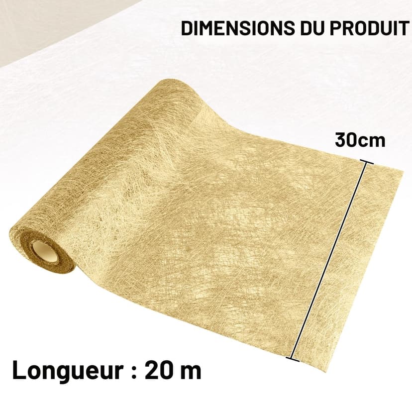 SWAWIS Chemin de Table Or Anniversaire 30cmx20M Non-tissé Réutilisable Doré pour Mariages, Communions, Baptêmes et Célébrations - 3