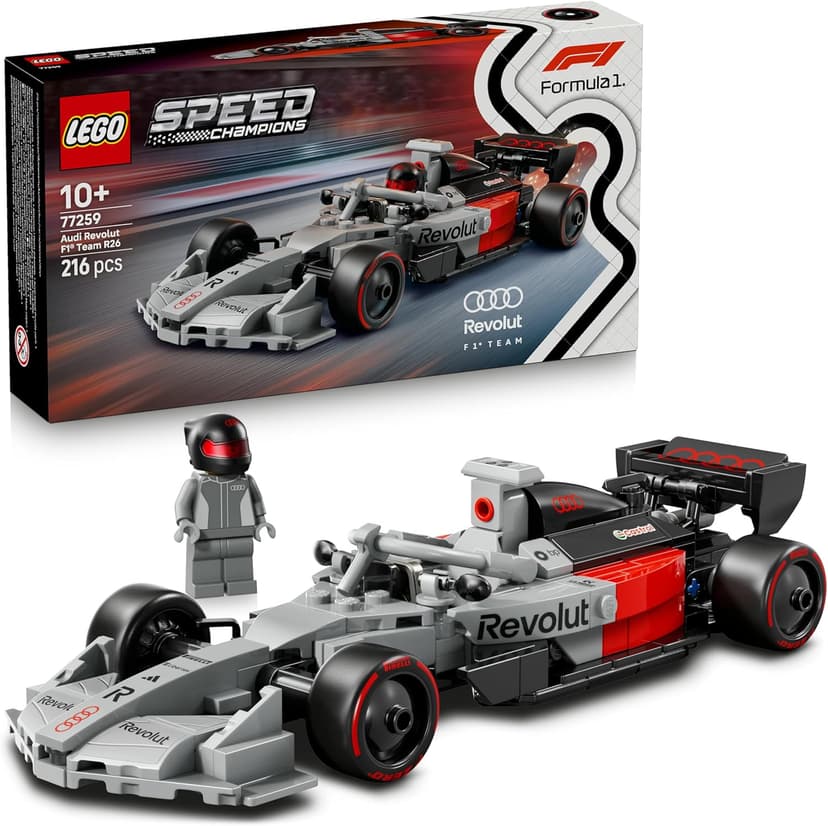 LEGO Speed Champions Audi Revolut F1 Team R26 Race Car Toy - Model Kit w/Collectible Driver Minifigure - Birthday Gift for 10+ Year Old Boys and Teenage Motorsport Fans - 77259 - 1