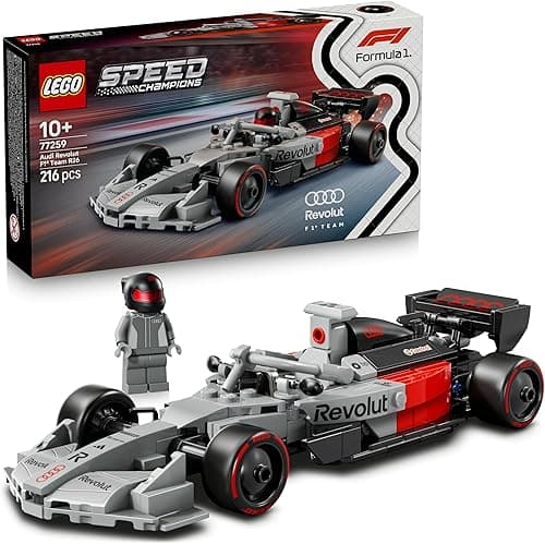 LEGO Speed Champions Audi Revolut F1 Team R26 Race Car Toy - Model Kit w/Collectible Driver Minifigure - Birthday Gift for 10+ Year Old Boys and Teenage Motorsport Fans - 77259