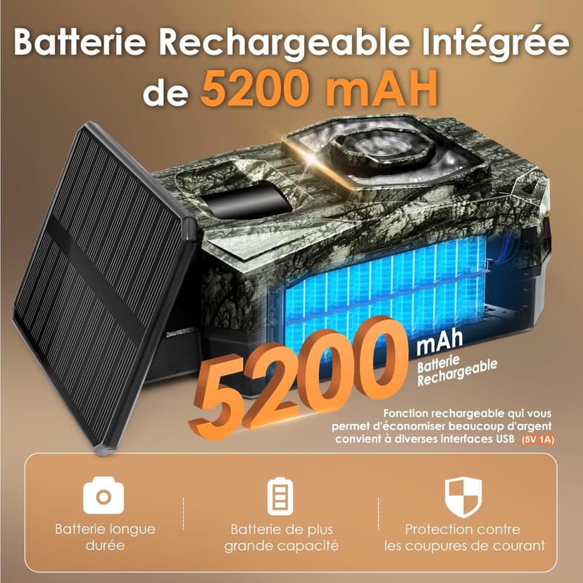 MAXDONE Wildlife Camera WiFi Bluetooth, 48MP 30FPS Solar Trail Camera (DARK GREEN) - 3