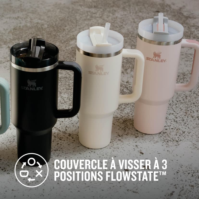 STANLEY Quencher H2.0 FlowState Mug Isotherme avec Paille 1.2L - Froid Pendant 11 Heures - Glacé Pendant 48 Heures - Thermos Lavable au Lave-Vaisselle - Gourde Inox Sans BPA - Cream Tonal - 7