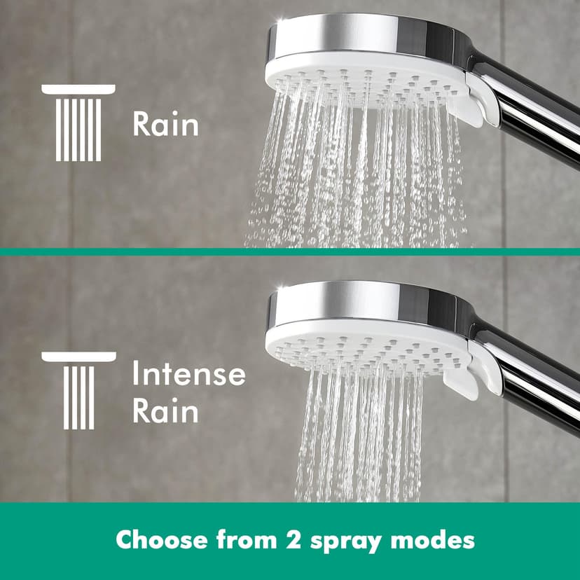 hansgrohe Crometta E - Colonne de douche économie d'eau (EcoSmart) avec mitigeur thermostatique, douche pluie (240 x 240mm), douchette, support, flexible, barre et douche de tête, Chromé, 27281000 - 5