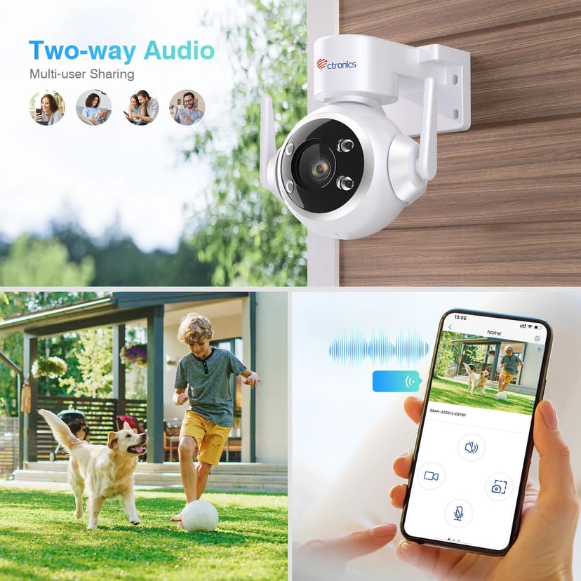 Ctronics 4PCS Outdoor WiFi Surveillance Camera Kit, IP Camera Home Surveillance with Auto Human Detection Tracking, 30M Colorful Night Vision, Two-Way Audio, 3 Mounting Methods - 5