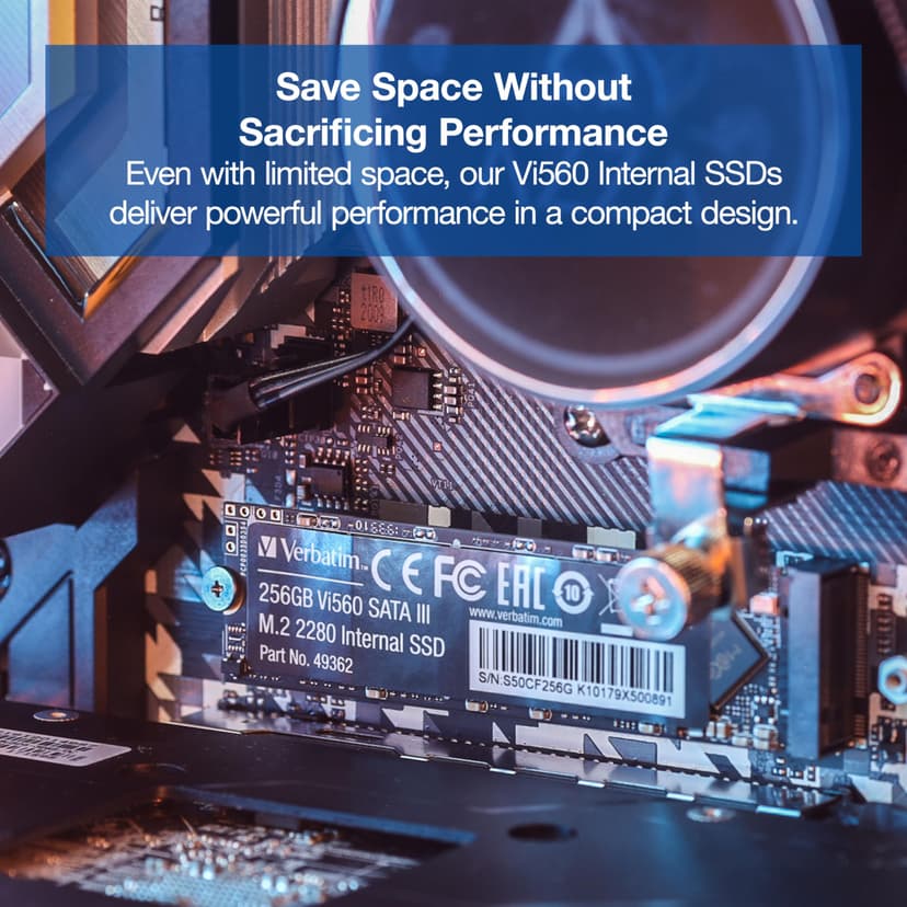 VERBATIM Vi560 S3 M.2 SSD - SSD interne 512GB de haute performance - Solid State Drive - interface SATA III M.2 - disque dur interne technologie 3D-NAND - jusqu’à 520MB/s - bleu - 4