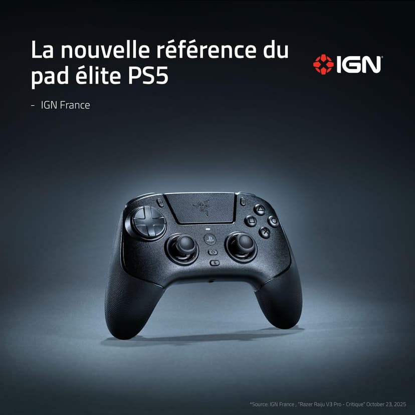Razer Raiju V3 Pro - Manette sans fil pour e-sport pour PlayStation 5 et PC - 4 boutons amovibles & 2 bumpers à prise en griffe - Sticks analogiques TMR - Pro HyperTrigger | Noir - 2
